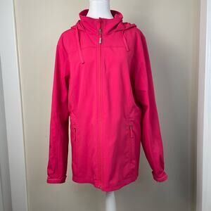 Eddie Bauer Pink Soft Shell Hooded Full Zip Jacket Size L